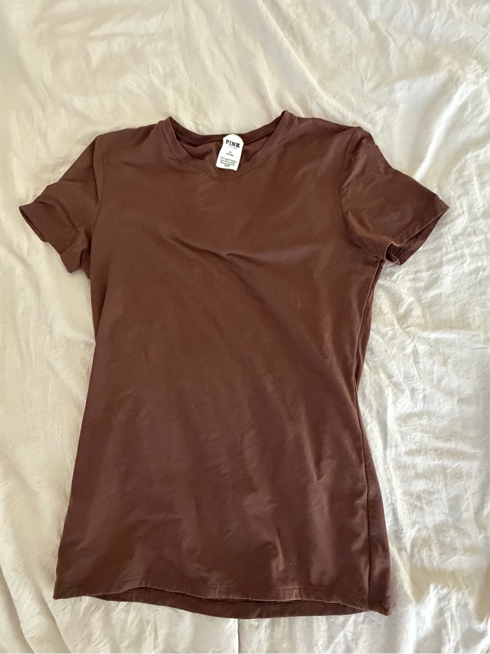 PINK Victoria's Secret Brown Short Sleeve Crew Tee